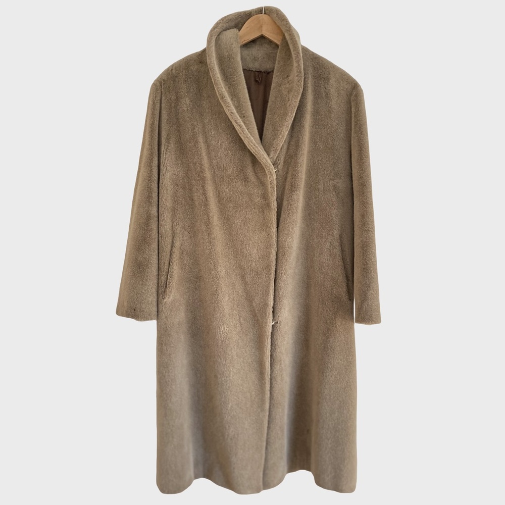 Made in France mocha chic faux fur duster coat